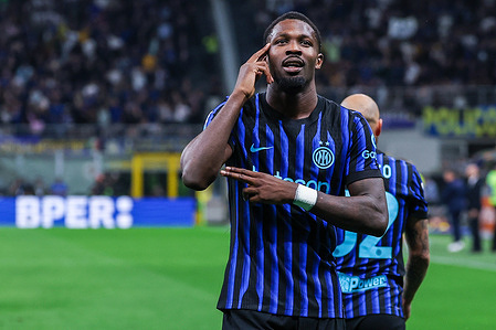 Marcus Thuram of FC Internazionale celebrates after scoring a goal during Serie A 2025/26 football match between FC Internazionale and Cagliari Calcio at San Siro Stadium in Milan Final score: Inter 3-0 Cagliari