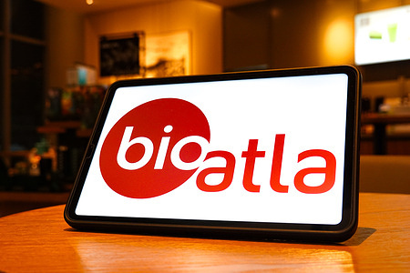 In this photo illustration, the BioAtla logo is displayed on the screen of a tablet.
