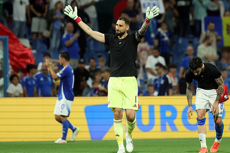 Gianluigi Donnarumma of Italy seen at end of the 2026 World Cup Qualifying match Italy Vs Moldova at Reggio Emilia stadium, Stadio Città del Tricolore. Final score; Italy 2 : 0 Moldova.