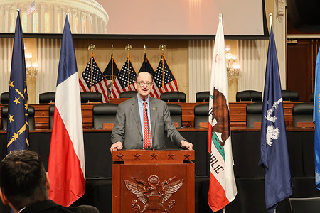 Congressman Brad Sherman (D-Sherman Oaks) is seen addressing a briefing in the US House of Representatives entitled Iran Policy: Countering Tehran’s War, Terror, Advancing a Free, Non-Nuclear Republic. The event was organized by the Organization of Iranian American Communities (OIAC). At a special bipartisan gathering in the U.S. Congress, lawmakers from both parties came together to hear Maryam Rajavi, the president-elect of the National Council of Resistance of Iran on the path to a free and democratic Iran. Members of Congress emphasized their support for the Iranian people and their Resistance, highlighting the urgent need to prevent the regime's pursuit of nuclear weapons and address its destabilizing activities in the region. The event underscored a strong bipartisan commitment to human rights, freedom, and democracy for Iran.