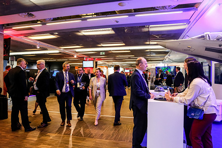 Visitors attend the 7th Defence24Days, defence industry exhibition in PGE Narodowy in Warsaw, the capital of Poland. The Exhibition presents most modern solutions and technologies in military industry. Minister of Defence Wladysaw Kosiniak Kamysz announced Poland aims to spend 4.7 percent of Polish Gross Domestic Product (GDP) in 2025 on military defence.