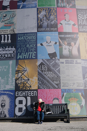 Derby County fan seen outside Pride Park Stadium during the EFL Championship Football game between Derby County and Swansea City at Pride Park Stadium. Final score: Derby County 2:0 Swansea City