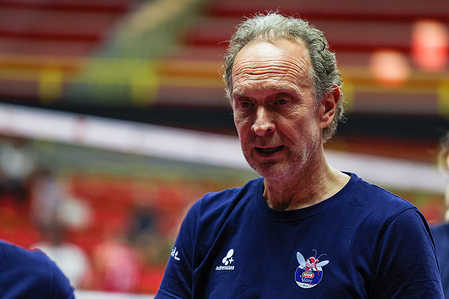 Lorenzo Bernardi head coach of Igor Gorgonzola Novara seen during the Volley Pre-Season women 2025/26 match between UYBA Eurotek Laica Volley Busto Arsizio and Igor Gorgonzola Novara at E-Work Arena.