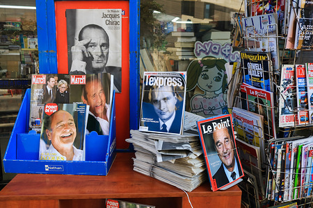 A Beirut newsagent selling French magazines, Paris Match, Point de Vue, L'Express and Le Point feature on their front cover the former French President, Jacques Chirac who died aged 86. Jacques Chirac served as President of France from 1995-2007