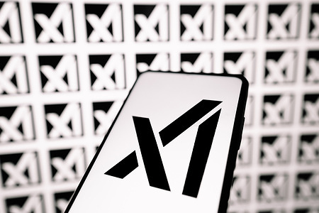 In this photo illustration, the xAI logo seen displayed on a smartphone.