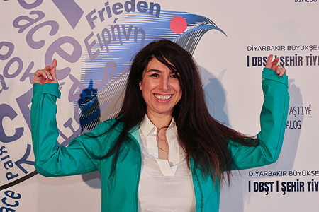 Director and actress Berfin Zenderlioglu is seen during the event. Renowned Kurdish director and actress Berfin Zenderlioglu attended the 11th Amed International Theater Festival, organized by the Diyarbakır Metropolitan Municipality and the Amed City Theater in the Turkish city of Diyarbakir.