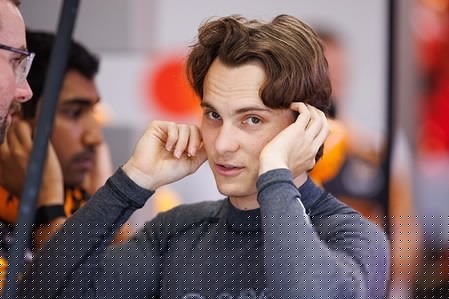 Oscar Piastri of Australia and the McLaren Mastercard F1 Team in the garage before the sprint race ahead of the F1 Grand Prix of Singapore at the Marina Bay Street Circuit.