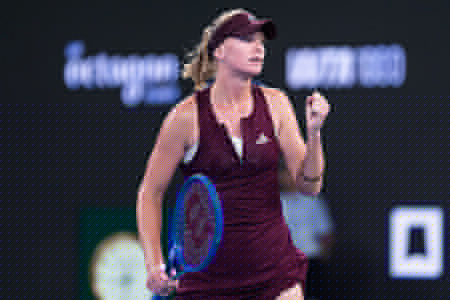Ashlyn Krueger of USA celebrates her win against Shuai Zhang of China (not in view) during their women's singles match on day 2 of Wuhan Open at the Optics Valley International Tennis Center in Wuhan. Ashlyn Krueger defeated Shuai Zhang with a score of 6-3, 6-0.