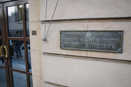 Secretary of Intelligence building in 25 de Mayo 11 street. The Secretary of Intelligence agency has been subject of much controversy after the government imposing austerity measures on the population, assigned to the Secretary 100,000 million Argentine pesos (over usd 100 million) in reserved expenses. This amount of money raised concerns given the history of use of resources for spying on politicians, judges and journalists.
