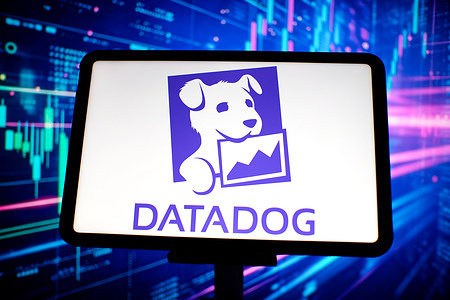 In this photo illustration, the logo of Datadog Inc. is seen displayed on a tablet screen.