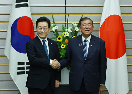 South Korean President Lee Jae Myung meets Japan’s Prime Minister Shigeru Ishiba in Tokyo.