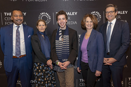 Aldon Morris, Kimberly Gilmore, Ashton Gleckman, Kathleen Kennedy Townsend and Julian E. Zelizer attend the Camelot 60 Years Later An exclusive Screening and Discussion of the HISTORY Channel's New Docuseries Kennedy at The Paley Center for Media in New York City.