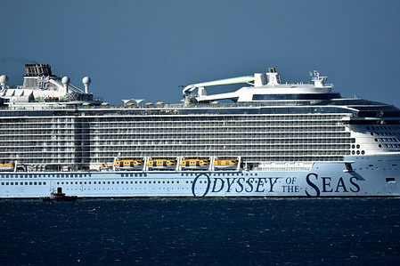 The passenger cruise ship Odyssey of the Seas arrives at the French Mediterranean port of Marseille.