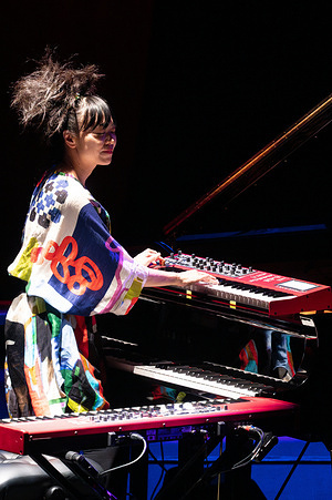 Japanese jazz pianist Hiromi Uehara performs during the JAZZMADRID concert at the Fernanda Gómez Theatre in Madrid.