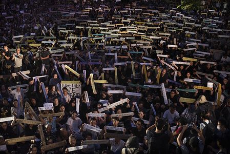 Demonstrators hold up banners during the rally with anti government slogans written on them. Thousands of demonstrators join a rally organised by the Hong Kong mothers in support of extradition law protesters. They demand the Hong Kong government to fully withdraw the extradition bill and release all the activists who were arrested during the anti extradition bill protests during the past month.