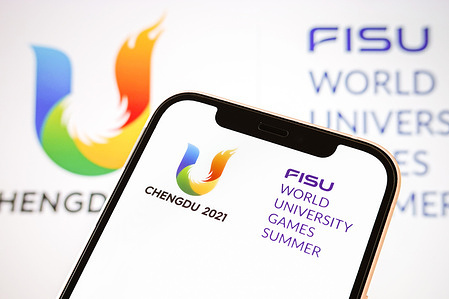 In this photo illustration, the logo of Chengdu World University Games is displayed on a smartphone screen. The Chengdu 2021 World University Games has been postponed until 2023, the International University Sports Federation (FISU) announced on Friday.
The FISU Games had initially been scheduled for the summer of 2021 but were rescheduled for June this year following the postponement of the Olympic Games in Tokyo 2020.