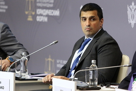 Nikita Yatsenko, Director Legal Department, Transneft attends the Lawyer of the Future: A Portrait of the Profession in the Age of Artificial Intelligence session during the St. Petersburg International Legal Forum at the Expoforum Convention and Exhibition Center.