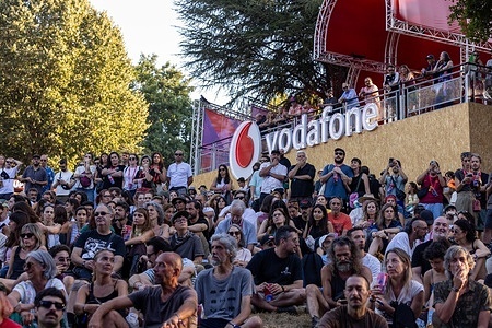 Fans watch Aldous Harding ( not in view) perform on the Main Stage during the second day of Vodafone Paredes de Coura.