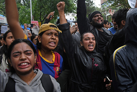 Demonstrators are seen shouting slogans during a protest. Cockroach Janata Party (CJP) supporters gathered in different areas of the city and protested against alleged paper leaks and irregularities in major national medical entrance examinations. Supporters are seeking resignation of Union Education Minister Dharmendra Pradhan and they demand greater accountability and reforms in India's education system.