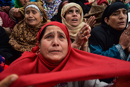 Kashmiri Muslim women pray during the celebration at the Hazratbal Shrine in Srinagar.
Eid Milad Un Nabi is celebrated to pay tribute to the birth of Prophet Muhammad. It is celebrated during the third month of the Islamic year and also known as Mawlid or Mawlid al-Nabi al-Sharif.