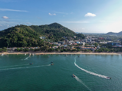 EDITOR S' NOTE: IMAGES CAPTURED BY DRONE. An aerial view of boats anchored in Ao Nang Beach.
