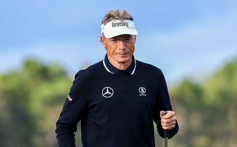 Bernhard Langer at the 18th green during the final round of the PNC Championship at the Ritz-Carlton Golf Club in Orlando, Florida. Bernhard Langer, and his son, Jason Langer won the 2023 PNC Championship.