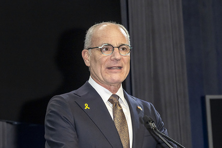 Ambassador Rabbi Dr. Yechiel Leiter speaks at the Zionist Organization of America (ZOA) Annual Superstar Gala 2025 at The Ziegfeld Ballroom.
