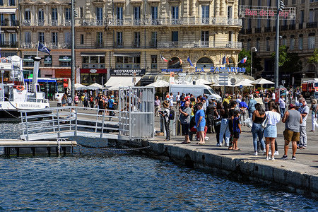 People at the "Old Port" of Marseille.