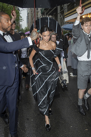New York, United States - 05/05/2025 17:29:12: Demi Moore wearing Thom Browne departs the Pierre Hotel for 2025 Met Gala in New York City.