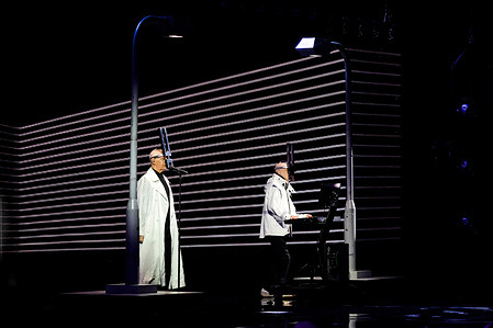 Pet Shop Boys, the British synthpop duo formed in London by singer-songwriter Neil Tennant and keyboardist-songwriter Chris Lowe, perform on the second night of the 65th edition of the Viña del Mar Festival in Chile, in front of thousands of spectators. PetShopBoys perform on the second night of the 65th edition of the Viña del Mar Festival, Chile, in front of thousands of spectators.