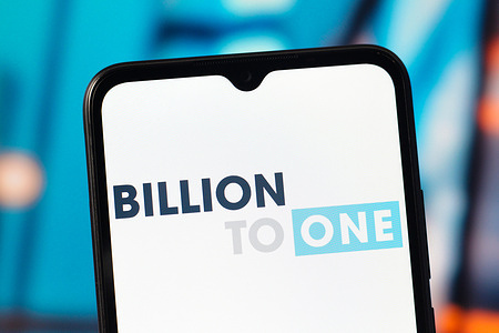 In this photo illustration, the BillionToOne (Billion To One) logo is seen displayed on a smartphone screen.