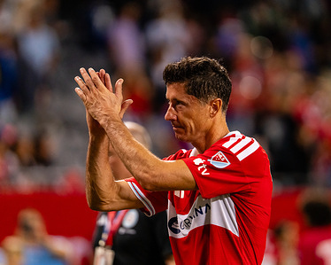 Chicago Fire Forward Robert Lewandowski (9) claps after the Chicago Fire vs Inter Miami CF match at Soldier Field. Final Score: Chicago Fire 1: 1 Inter Miami