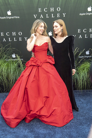 (L-R) Sydney Sweeney and Julianne Moore attend the "Echo Valley" New York Premiere at AMC Lincoln Square.