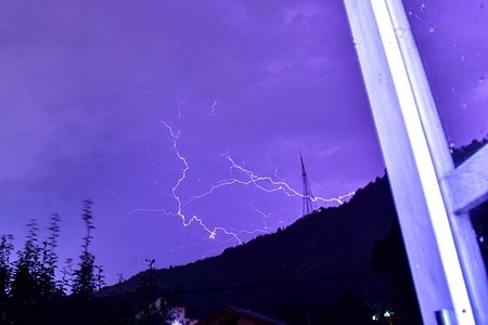 Lightning strikes during a thunderstorm in Srinagar, the summer capital of Jammu and Kashmir.