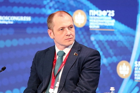 Denis Moroz, Minister of Energy of the Republic of Belarus during the Pride, Inspiration, Dreams: The Role of the Nuclear Industry in Global Development session of the XXVIII St. Petersburg International Economic Forum at the Expoforum Convention and Exhibition Center.