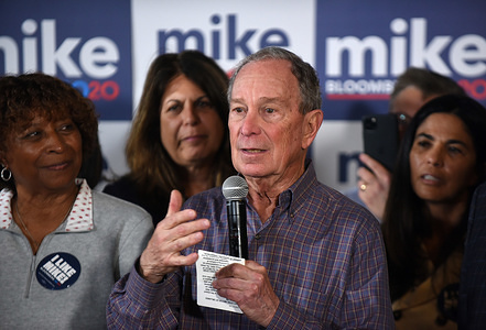 ORLANDO, UNITED STATES - MARCH 3, 2020:
Democratic presidential candidate former New York mayor Mike Bloomberg addresses his supporters at a campaign stop at the Bloomberg campaign field office in Orlando.