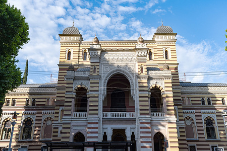 The ornate Façade of the Georgian National Opera Theater building, Shota Rustaveli Avenue.