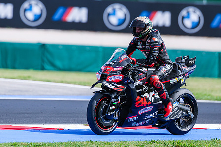Marco Bezzecchi of Italy and Aprilia Racing seen during the MotoGP GP16 Red Bull Grand Prix of San Marino and the Rimini Riviera - Race at Misano World Circuit Marco Simoncelli.