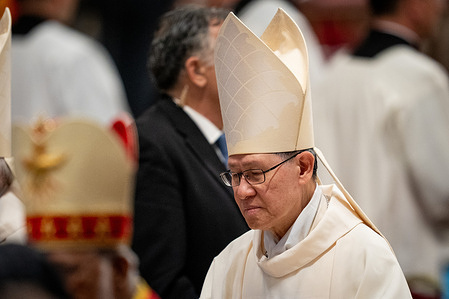 Cardinal Luis Antonio Tagle attends the Ninth Mass of Novendiale in Suffrage for Pope Francis at St. Peter's Basilica.