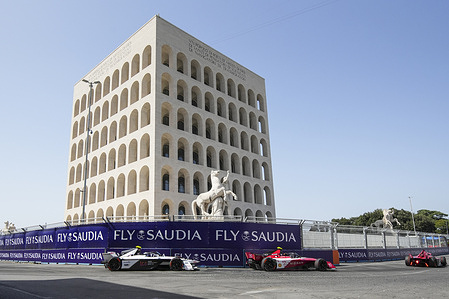 Sam Bird and Norman Nato race during the Round 14 of Rome E-Prix as part of ABB FIA Formula E World Championship - Hankook Rome E-Prix 2023.