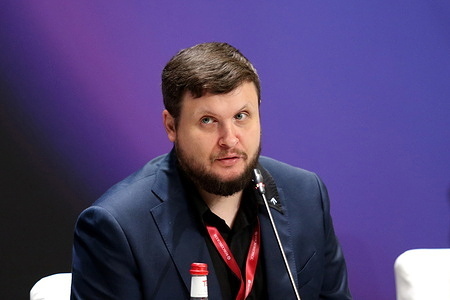 Alexey Stolyarov (Lexus), pranker seen during the Russia in the Using New Tools to Build a Valuable Personal Brand session of the XXVIII St. Petersburg International Economic Forum at the Expoforum Convention and Exhibition Center.
