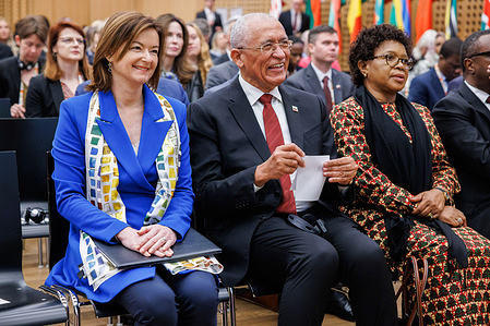(L-R) Slovenian foreign minister Tanja Fajon, Cape Verdean foreign minister Rui Alberto de Figueiredo and Malawian foreign minister Nancy Tembo attend the opening of the International Conference Africa Day. The 12th International Conference Africa Day, titled Climate Security - Global Challenges Local Actions, ends on Friday, April 21.
