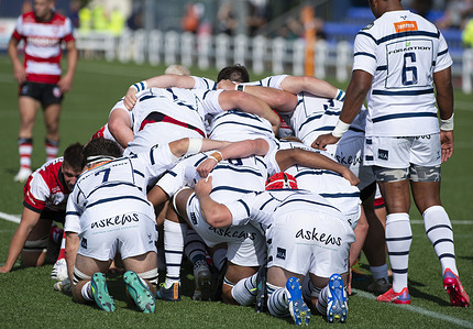Coventry players in a scrum during the Friendly match between Coventry Rugby and Gloucester Rugby at Butts Park Arena.
Final score; Coventry 40:50 Gloucester.