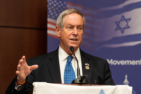 US Representative Joe Wilson (R-SC) at the American Zionist Movement / AZM Washington Forum: Renewing the Bipartisan Commitment Standing with Israel and Zionism in the Capitol Visitor Center in Washington, DC.