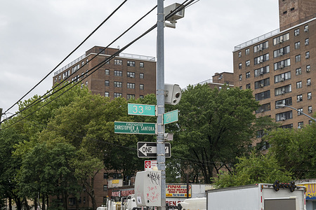 A speed camera is positioned on a major artery into Manhattan in Astoria in Queens Borough of New York City. New York City expended the city's speed camera program. Beginning tonight, the city's 2,000 speed cameras in 750 school zones citywide will operate 24/7 for the first time.