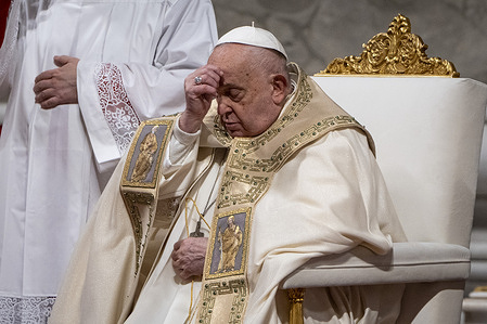 Pope Francis presides over the Christmas Eve mass at St Peter's Basilica. The Pope officially opened the Holy Year with the rite of the Opening of the Holy Door of the Papal Basilica of St. Peter at 7pm on December 24.