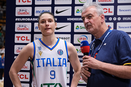 Cecilia Zandalasini (ITA) seen after the Group B match between Italy and Slovenia at the FIBA Women's EuroBasket 2025, held at PalaDozza. The Italy Team beat the SloveniaTeam with a score of 77-66.