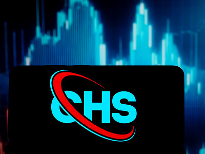 In this photo illustration, the CHS Inc. logo seen displayed on a smartphone.