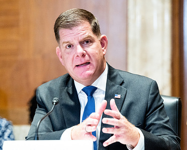 U.S. Secretary of Labour, Marty Walsh speaking at a hearing of the Senate Appropriations Committee's Subcommittee on Labour, Health and Human Services, Education and Related Agencies at the U.S. Capitol.