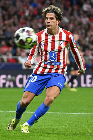 Giuliano Simeone of Atletico Madrid seen in action during the UEFA Champions League Play-off match between Atletico Madrid and Club Brugge KV at Estadio Metropolitano. Final scores; Atletico Madrid 4-1 Club Brugge KV.